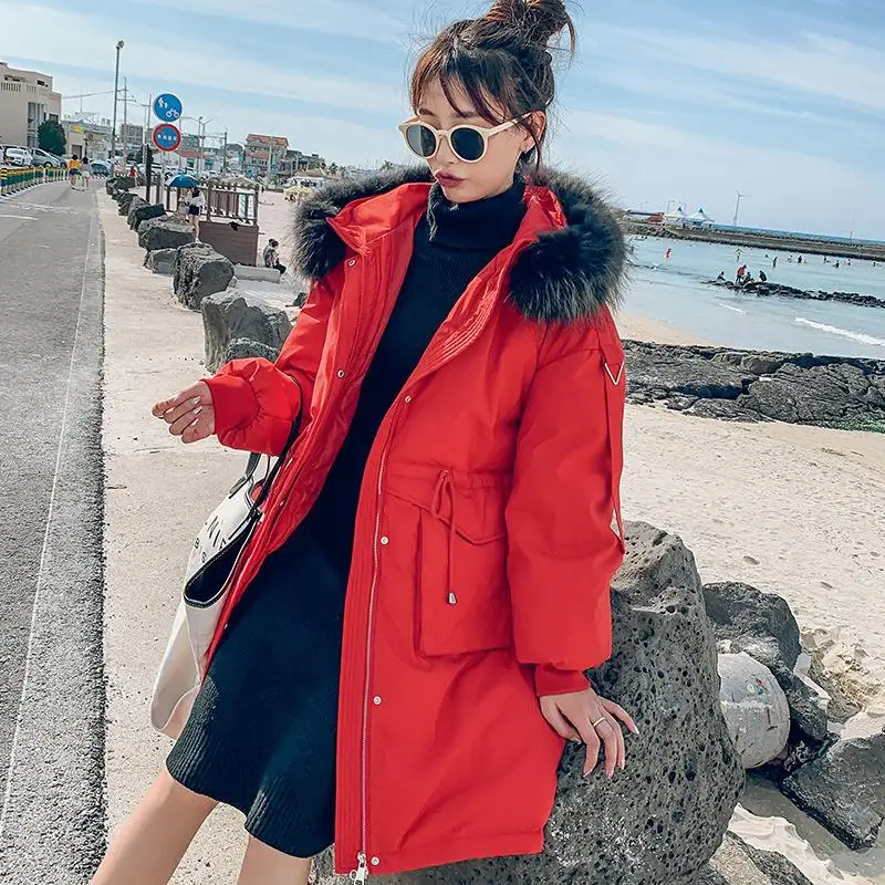 ##BUY 2019 New Arrival Women Winter Jacket Cotton Padded Warm Thicken Fashion Big Fur Collar Ladies Long Coats Parka Womens Jackets