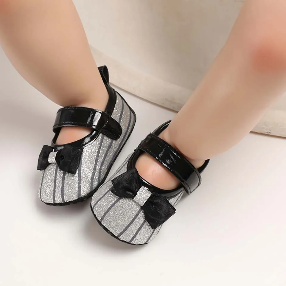 Bow knot Sequins Baby Girls Shoes Infant Newborn Princess Shoes Fashion Toddler First Walker Cute Flat Footwear Soft Sole Shoes