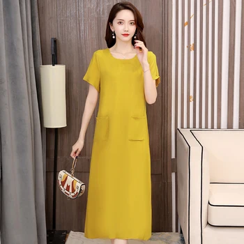 

ISENMAL Big Size XL-6XL Women Summer Long Dress Casual Short Sleeve Dress Party Dress Elegant O Neck Sundress Vintage Dresses