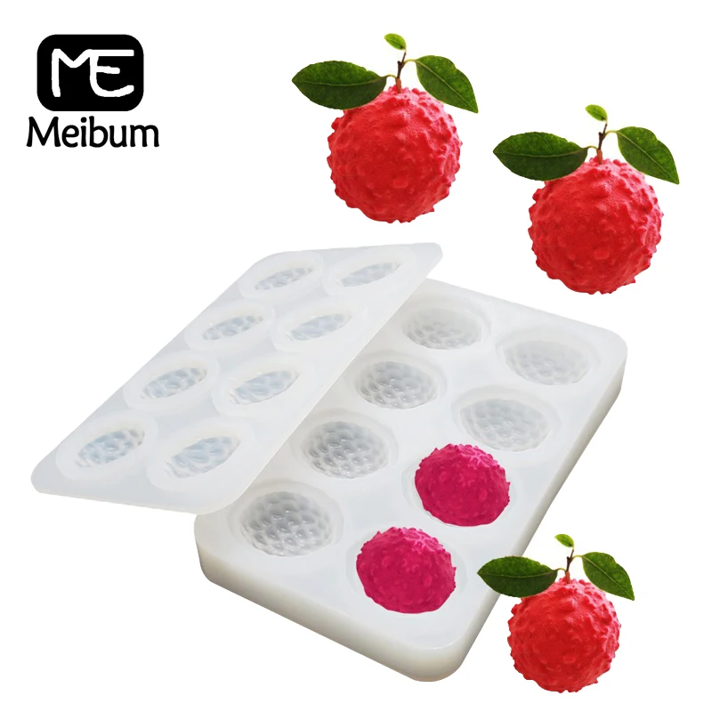 

Meibum 8 Cavity Litchi Fruit Dessert Silicone Cake Mold Pastry Decorating Baking Tools DIY Mousse Chocolate Fondant Mould