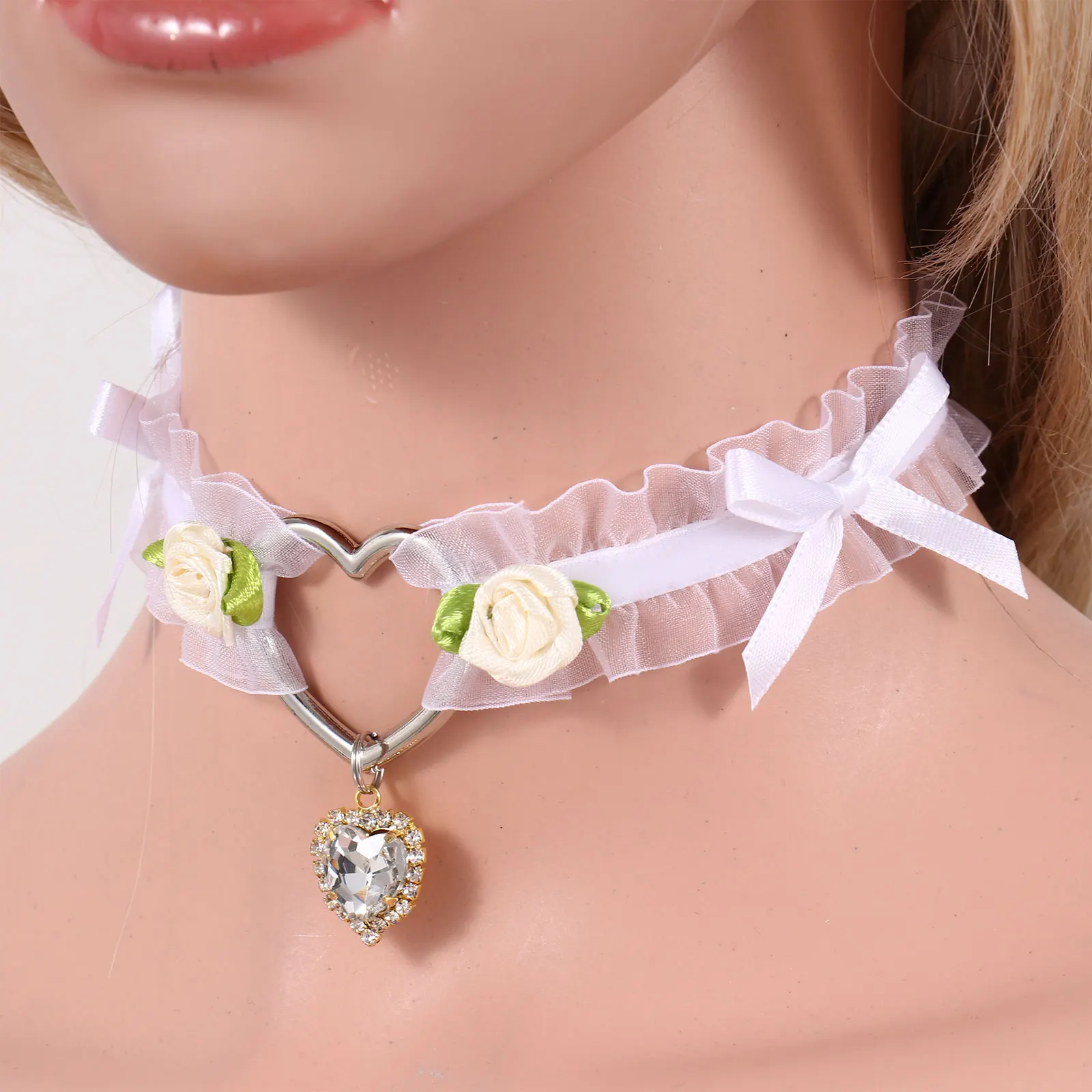 

Lolitas Girs Heart Handmade Vintage Sexy Gothic Lace Choker Collar Necklace Gothic Statement Necklace for Women Accessories