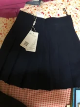 Short Skirt School-Uniform High-Waisted A-Line Cute Sweet Solid Pleated Spring Zipper