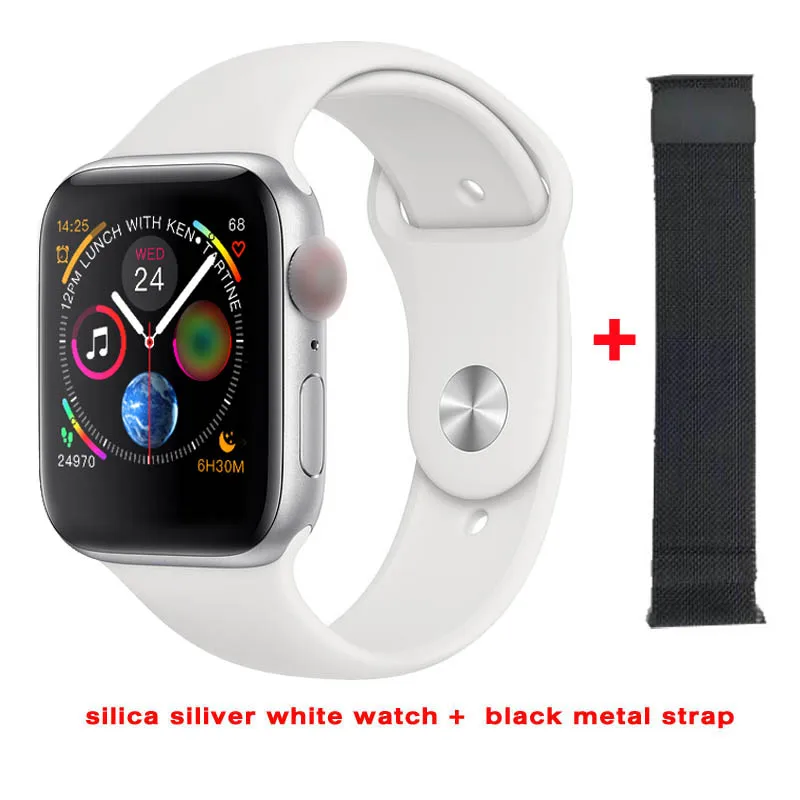 white add black IWO 8 W54 умные часы 44 мм серия 4 Чехол 1:1 Bluetooth умные часы ЭКГ часы для ios android Быстрая для дропшиппинг - Цвет: white add black