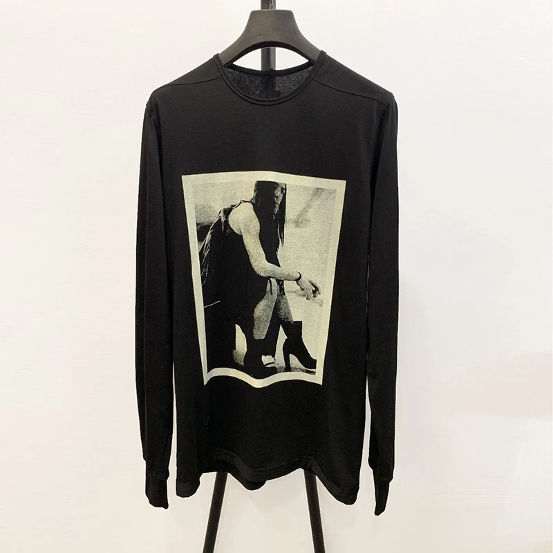 

Sureme 19fw 100% Cotton RO Darkness Style Men Long Sleeve T Shirts Oversized Tops Tees Women Men Tees Punk Printed Black T Shirt