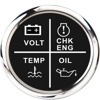 

LED 4 in 1 Voltmeter Oil Pressure Meter Water Temp Gauge Alarm Indicator With Check Engine For Car Motorcycle Boat