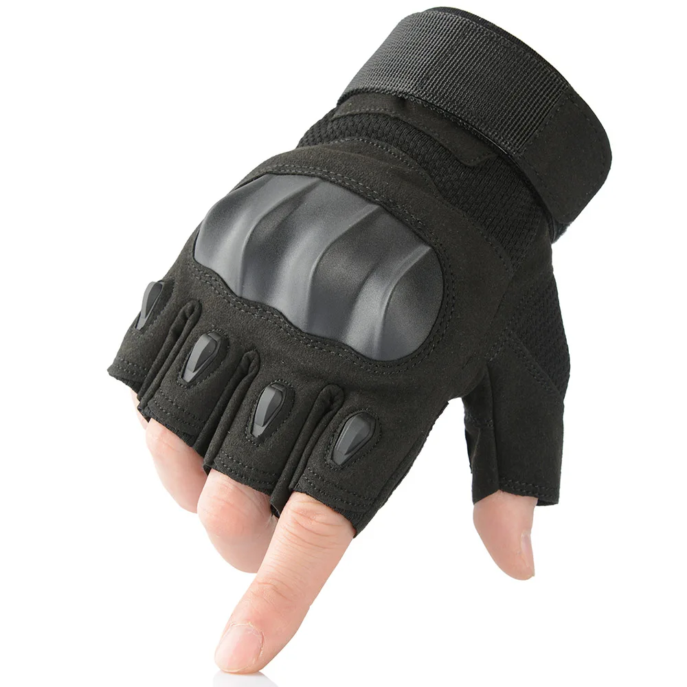 Fingerless Black Тактические армейские военные перчатки Мультикам камуфляж Пейнтбол страйкбол боевые резиновые защитные противоскользящие перчатки для мужчин - Цвет: Fingerless Black