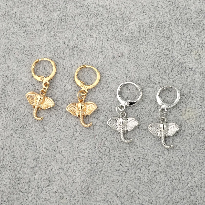 

Natural Elephant Dangle Earrings Women Elegant Circle Drop Earrings Jewelry Ancient Rose Gold Metal Luxury Gift Dress For Girls