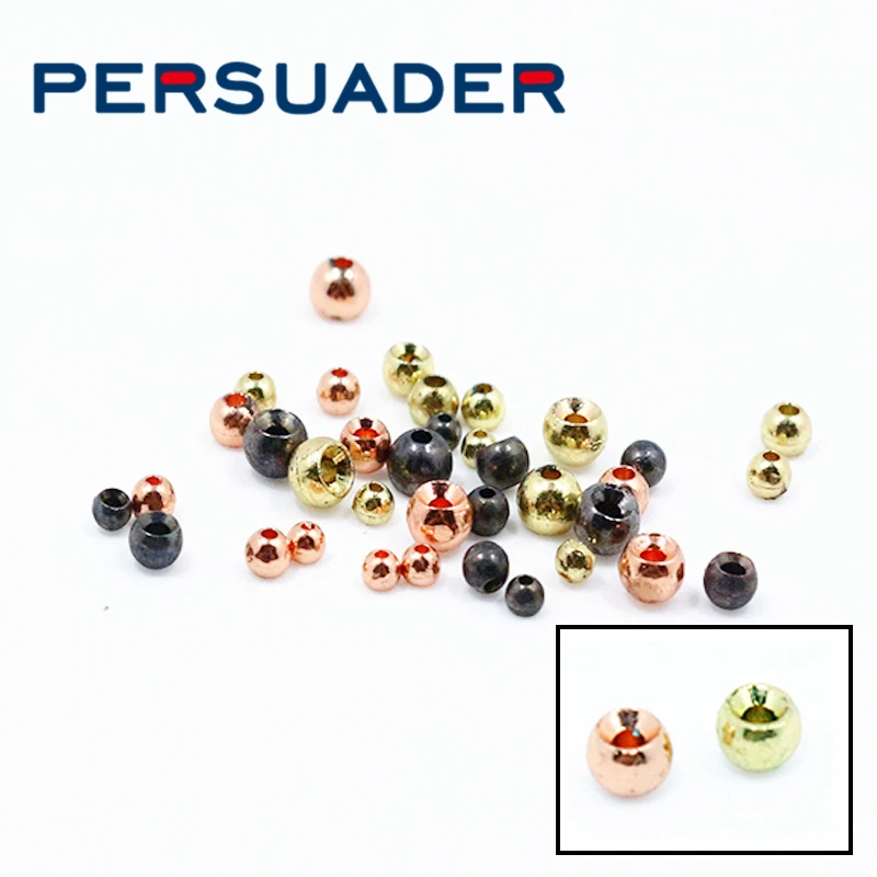 Persuader 50Pcs Ad Alta Densità Fly Tying Tungsten Beads Svasata Rotonda Ninfa Perle Di Testa Weighten Perle Di Metallo Fly Tying Materiali