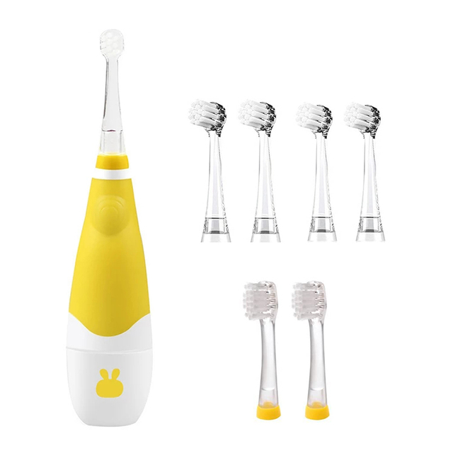 Kid's Sonic Electric Toothbrush Battery Powered 16000 Strokes/Min LED Light 2 Mins Timer Soft Bristle for 0 to 4 Age Baby