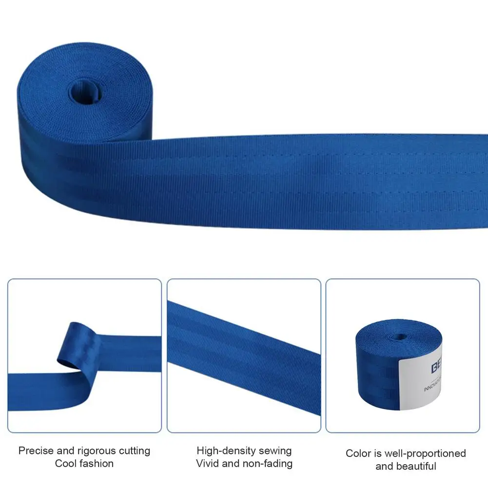 Car Reinforced Seat Belt Webbing Fabric 3.6 Meters Modified Car Safety Belts Harness Backpack Strap Standard Certified 10 Colors seat belt webbing seat belts