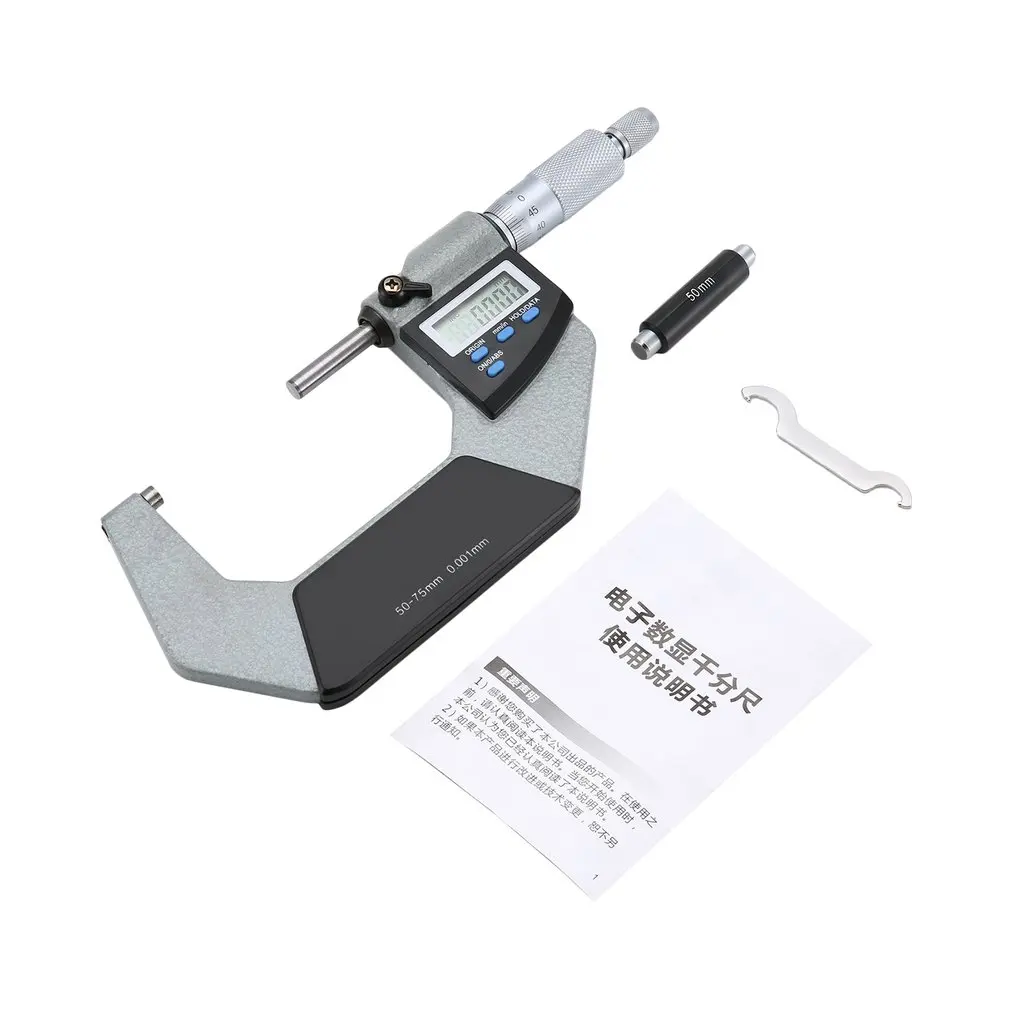 50 75 SHAHE 0.001mm Digital Outside Micrometer 0-25mm/25-50mm/50-75mm/75-100mm Electronic Measuring Tool With Engraved Line - Color: 50 75