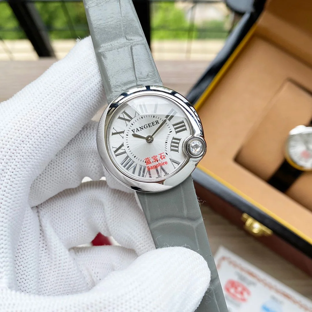 Белый шар сапфировое стекло AAA Качество нержавеющая сталь женские кварцевые часы