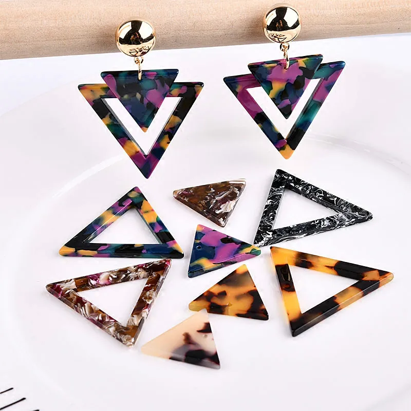 DIY ювелирные аксессуары для ушей японские треугольные серьги кулон из ацетатного