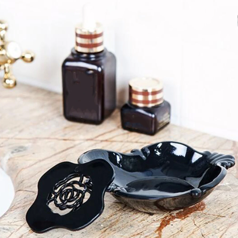 Bathroom Soap Holder Black Rose Soap Box Retro Double Layer Household Soap Tray Holders Bathroom Storage Gadgets For Soaps