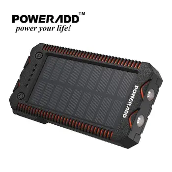 

Poweradd Waterproof 12000mAh Solar Power Bank Portable Charger Dual USB Ports External Battery for Mobile Cellphone