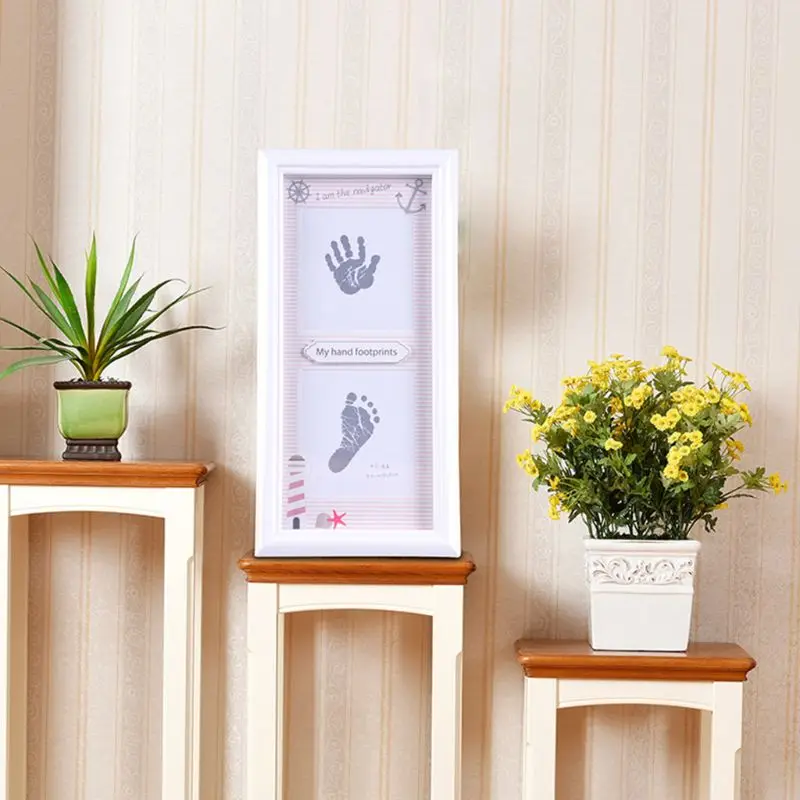  Newborn Infants Hand Foot Print Mud Photo Frame Baby Souvenir Hundred Days New Parents Gifts Wall D