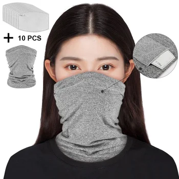 

3D Printing Mouth Mask with 5-ply Filter Insert Polyester Neck Gaiter Bandana Quick-drying Sports Cycling Reusable Face Mask