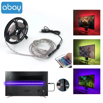 

LED Strip Lights 2835SMD RGB DC5V USB Cable Powered for TV Background Lighting with 24key RF Remote Flexible led Lamp tape Diode