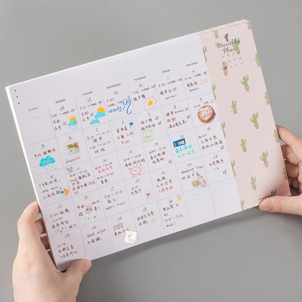 

1 Pcs Kawaii Weekly Monthly Work Planner Book Diary Agenda Dokibook Memo Pads for Office School Supplies