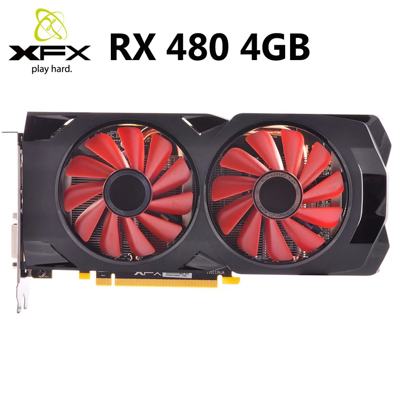 XFX RX 480 4 Гб видеокарты RX480 4 Гб 256Bit GDDR5 видеокарты для AMD RX 400 серии VGA карты RX480-4GB HDMI 7000MH б/у