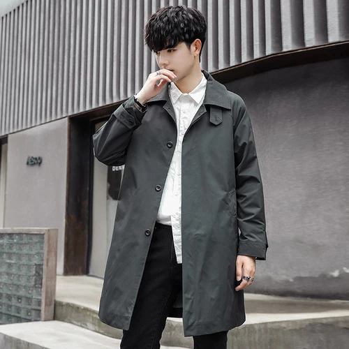 Mens Business Overcoat Slim Fit Winter Fashion Self-Cultivation Stand Collar Windproof Long Jacket Coat 