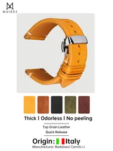 

Luxury Leather Strap With Butterfly Buckle Accessories Bracelet Watchband Italian Vintage Cowhide Quick Release Watch Band