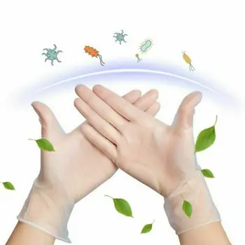 

100 x Transparent Disposable PVC Gloves Food Handling Clear Powder Free Protective Kitchen Garden Glove