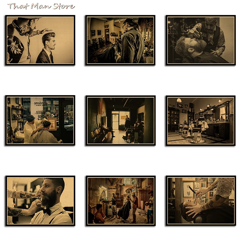 Hairdresser Hair Styling Vintage Posters Kraft Paper Barber Shop Hairstyle Studio Painting Wall Decoration 42*30cm | Дом и сад