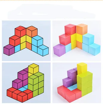 

100 Pieces Colorful Cognitive Building Blocks Montessori Wooden Toys Gifts for Children Unisex Cognitive Matching Kids Toys
