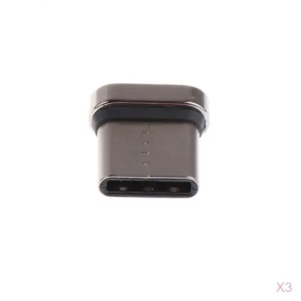 3 Pcs Aluminum Alloy USB Type C Male Cord Magnetic Tip Charger Adapter Connector for Android Phones and Tablet Silver