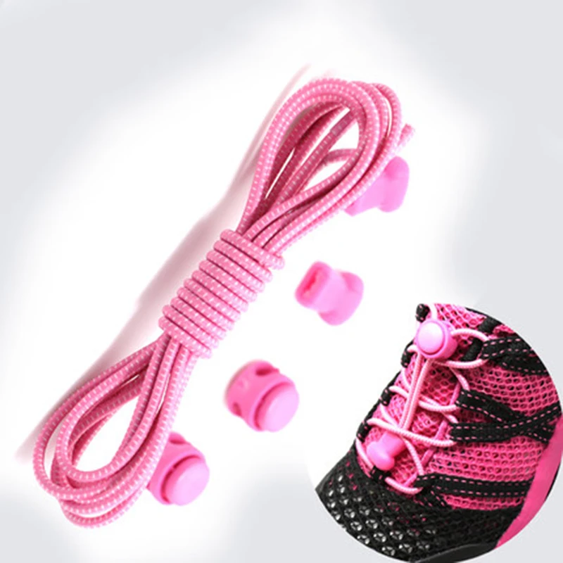 pink 8 цветов, пара Растягивающихся шнурков, эластичные шнурки для кроссовок, шнурки без шнурков - Цвет: pink