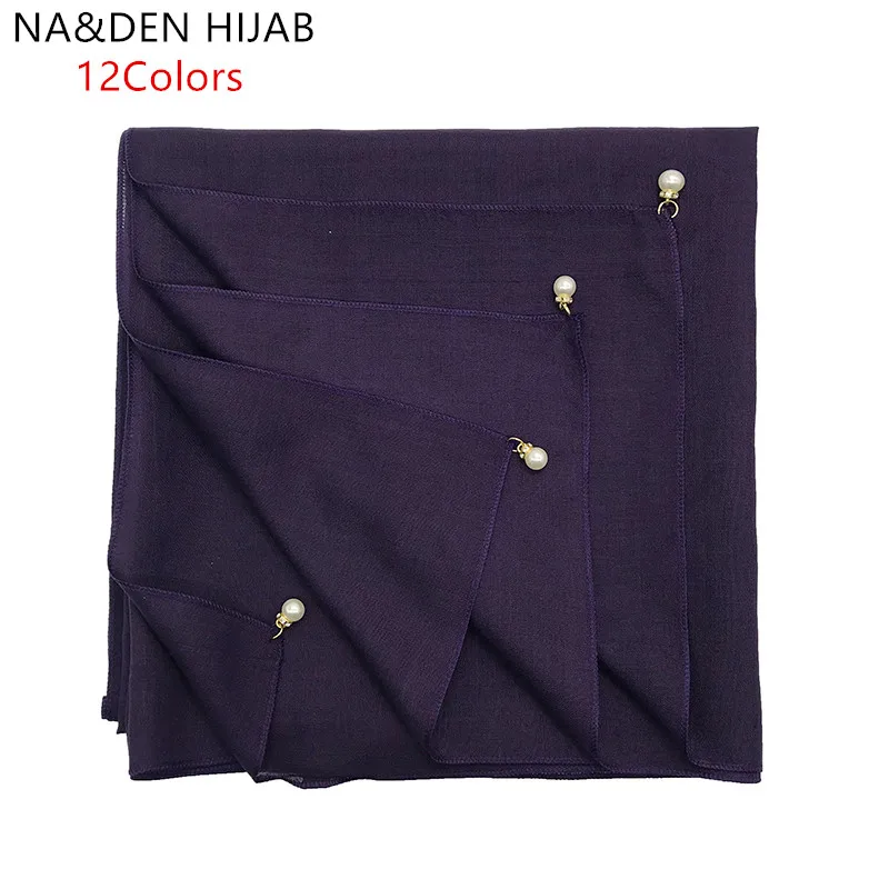 1PC NEW Crystal chain edge shawls Square pashmina Muslim headscarf Women popular muffler Solid scarf New bandana Islamic hijab |