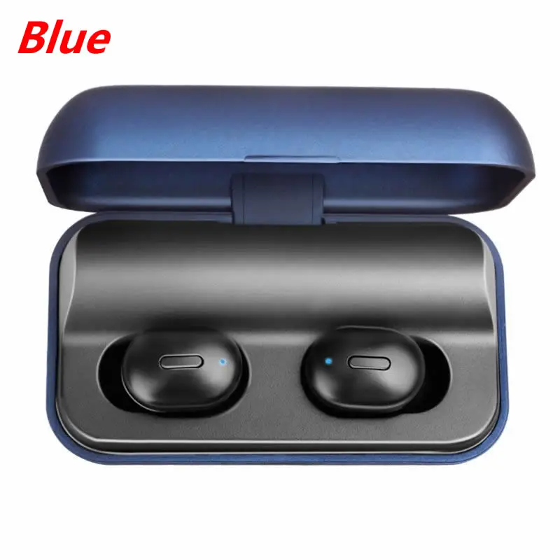 Blue Bluetooth наушники TWS T1 Pro, гарнитура 5,0, беспроводные наушники, 3D стерео гарнитура с микрофоном, наушники, водонепроницаемая зарядная коробка E65A - Цвет: Blue