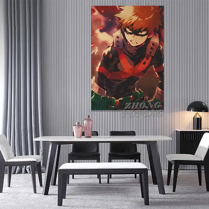 アニメ私のヒーローアカデミーレトロキャンバスポスターの部屋の装飾バーカフェアールデコ調の壁のステッカー 絵画 書道 Aliexpress