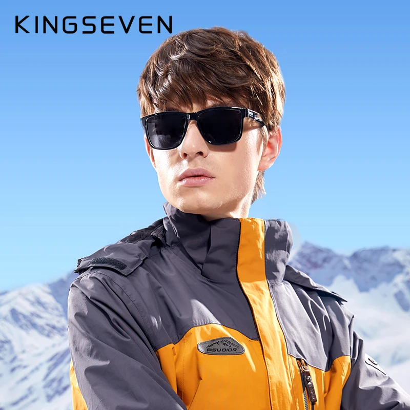 Genuine KINGSEVEN Brand Square Retro Gradient Polarized Sunglasses Women Men Carbon Fiber Pattern Design Outdoor Sports_voghion.com