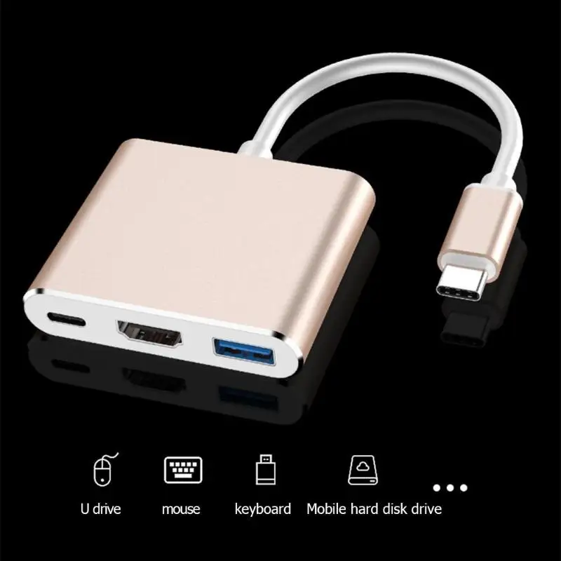 Горячая Распродажа USB концентраторы многофункциональные HW-TC34 тип-c к HDMI USB PD зарядка 3 в 1 адаптер конвертер док-станция