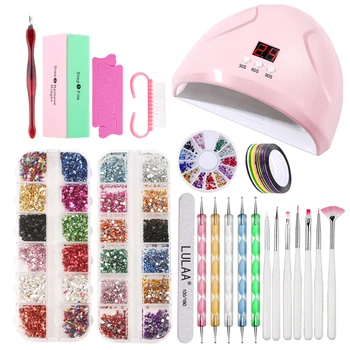 

Pro Manicure Rhinestones Nail Drill File Grinder Grooming Dryer Art Kit Set