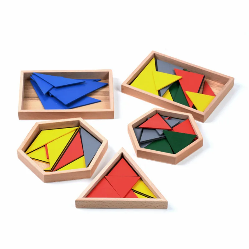Baby Toy Montessori Constructive Triangles With 5 Boxes for Early Childhood Education Preschool Training Learning Toys