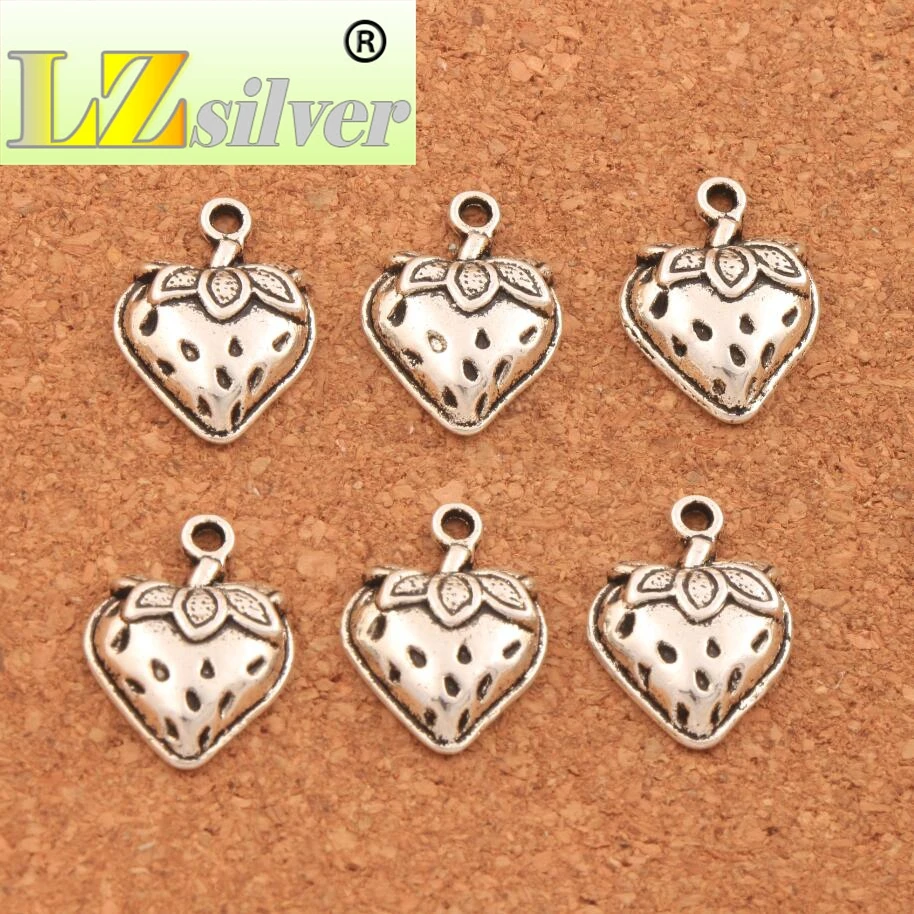 Strawberry With Leaf Spacer Charm Beads 14.5x19.8mm 200PCS zinc alloy Pendants Alloy Handmade Jewelry DIY L930