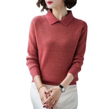 

Autumn Winter Doll collar Sweater Women New wild Fashion loose Korean knit Bottom shirt Women's Warm Pullover Sweaters 3XL F1195