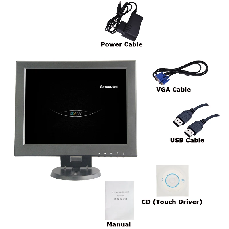 Поставка 12 дюймового квадратного сенсорного экрана с открытой рамкой ЖК монитор