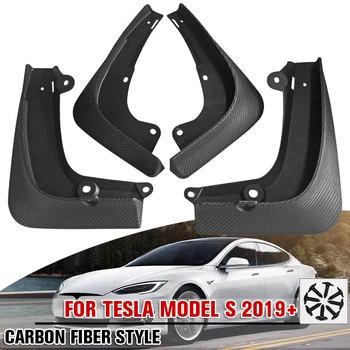 

4Pcs/Set Car Mud Flaps Front Rear Mudguard Splash Guards Fender Mudflaps with screw fixings For Tesla Model S 2019+
