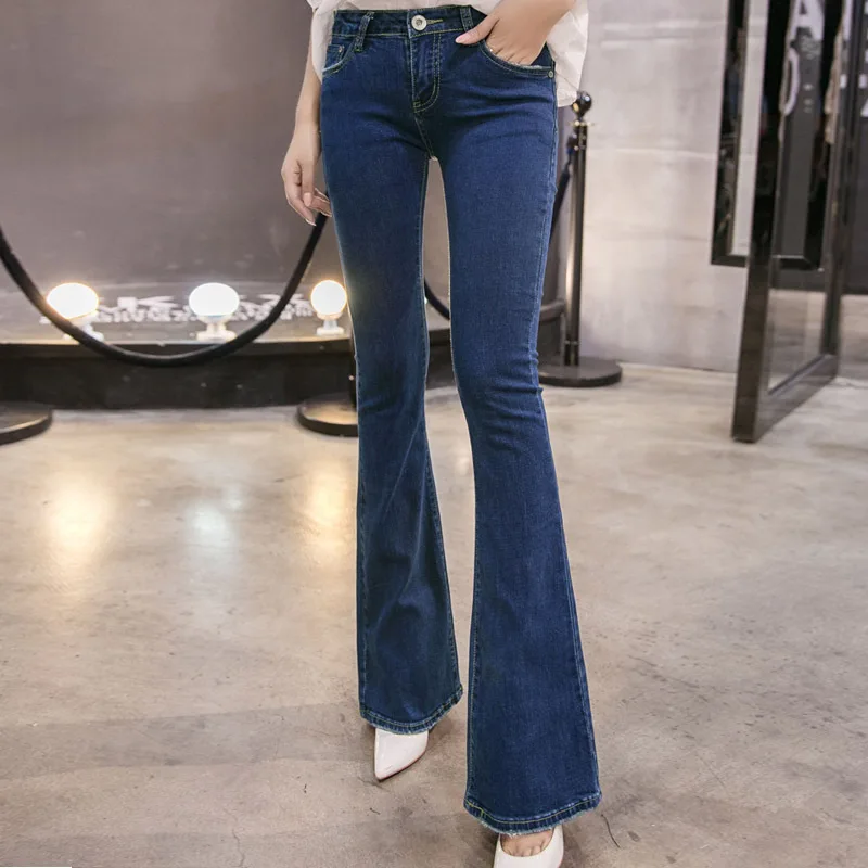 Fall/winter New European Station Slogans Stretch Skinny Fishtail Horn Pants Jeans Women