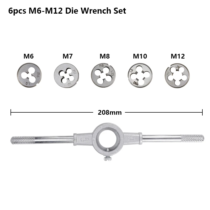 Набор гаечных ключей M3 M4 M5 M6 M7 M8 M10 M12 6 шт./8 шт.|tap and die set|tap dieset |