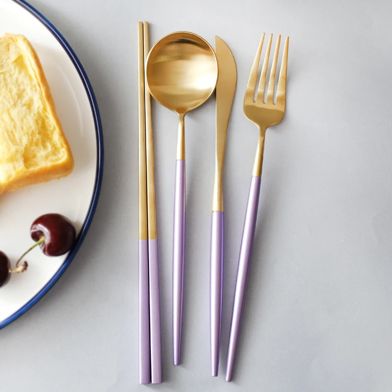 purple gold christmas cutlery (6)
