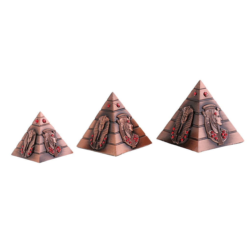 3pcs/set Metal Egyptian Pyramids Architectural Souvenir Keepsake Urn