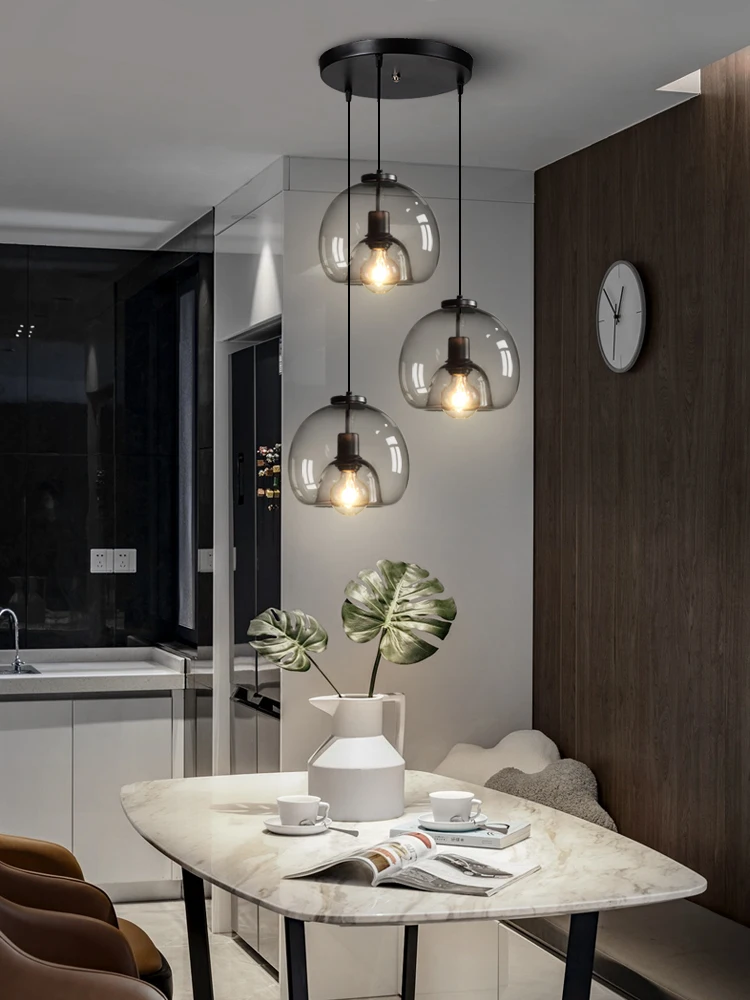 Modern Led Pendant Lights Lighting for Bar Restaurant Dining Room Office Study Loft Indoor Grey Glass Ball Decor Hanging Lamps | Освещение