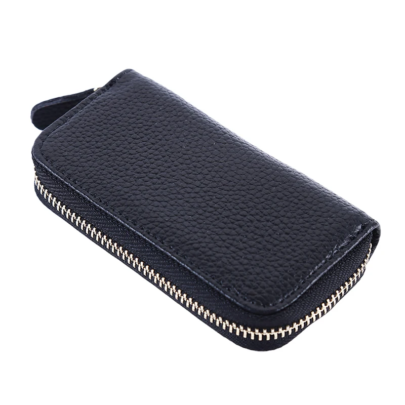 Новинка, многофункциональные держатели для ключницы, автомобильные кошельки, держатель для карт, женские и мужские кожаные кошельки на молнии, модная сумка - Цвет: black