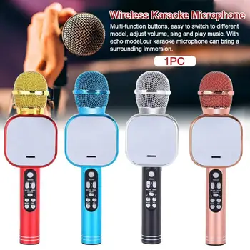 

Wireless Karaoke Microphone Bluetooth Handheld Portable Speaker Home KTV Player with Dancing LED Lights Function for Kids