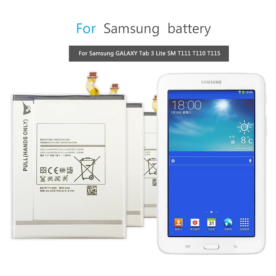 YKaiserin 3600 мАч сменная батарея EB-BT111ABE для samsung GALAXY Tab 3 Lite SM T111 T110 T115 литий-ионная полимерная батарея